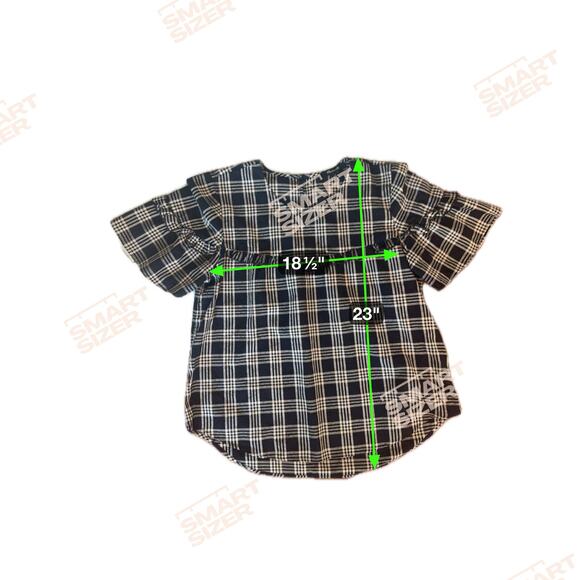 Madewell Metallic Plaid Yoke  Ruffle Trim Short Sleeve Top Brown Women's Small - Picture 8 of 10